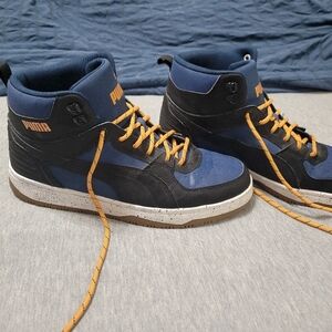 Puma Rebound Men's Blue and Black High-Top Sneakers